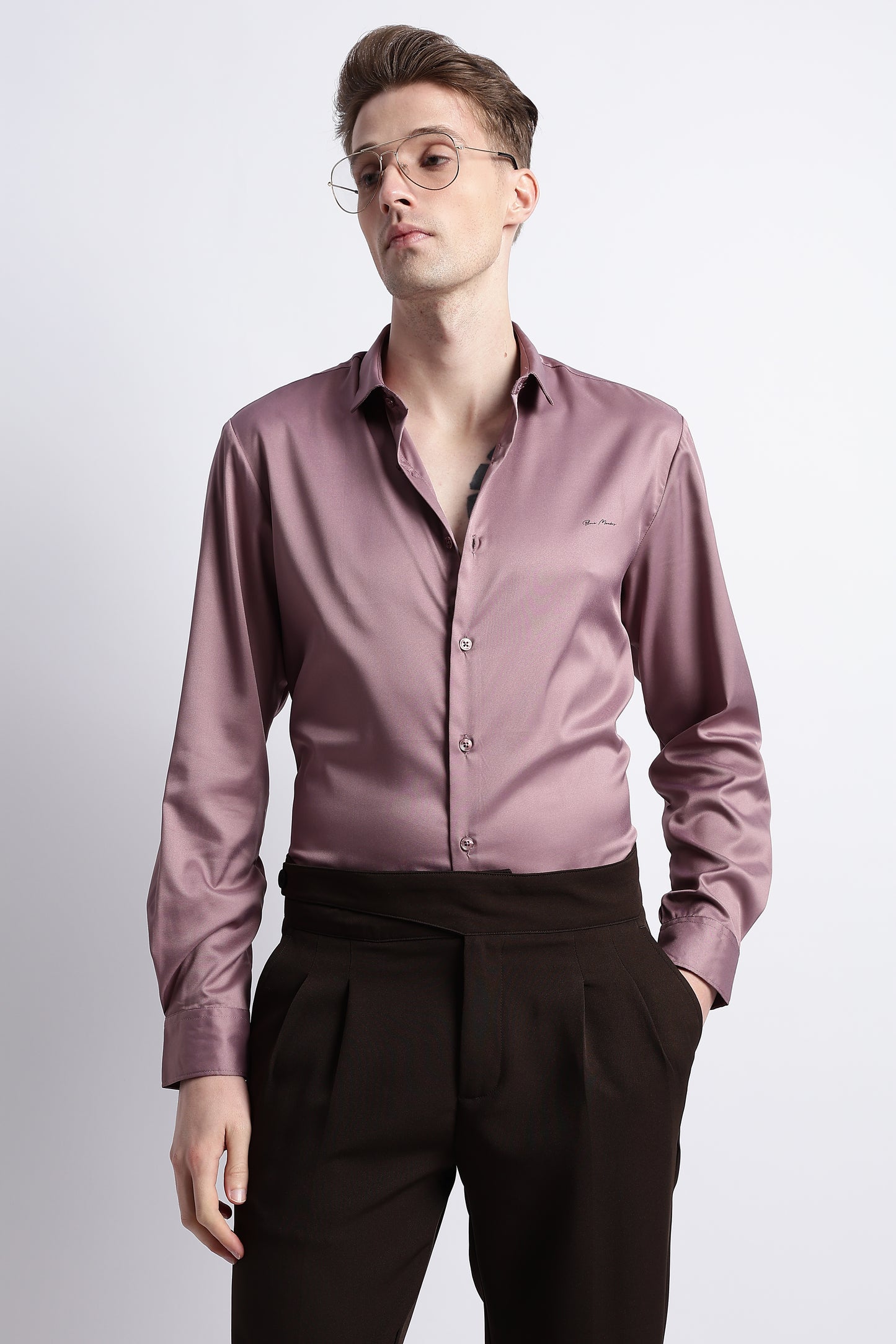 Smooth Satin Shirt Dk Pink
