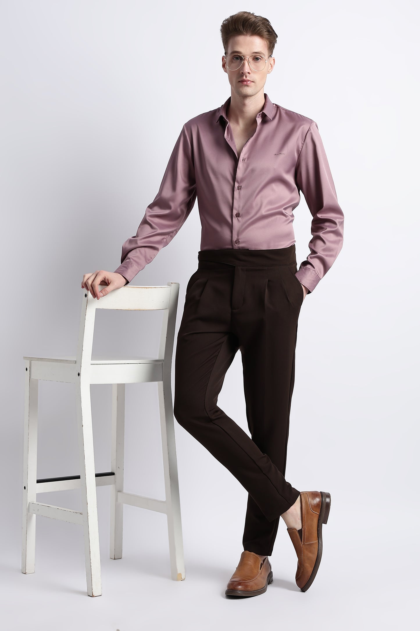 Smooth Satin Shirt Dk Pink