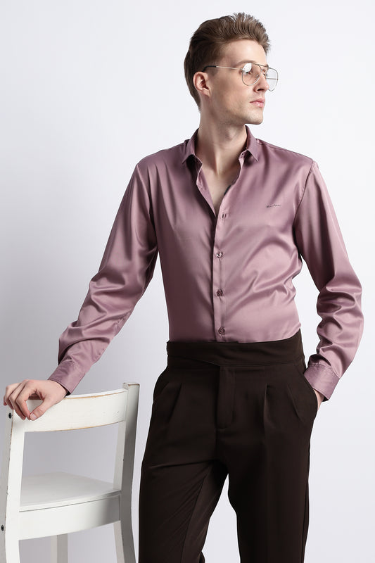 Smooth Satin Shirt Dk Pink