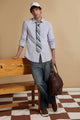 100% Cotton Oxford Slim Fit Striped Shirt Blue