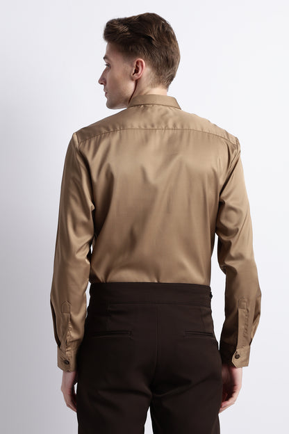 Smooth Satin Shirt Khaki
