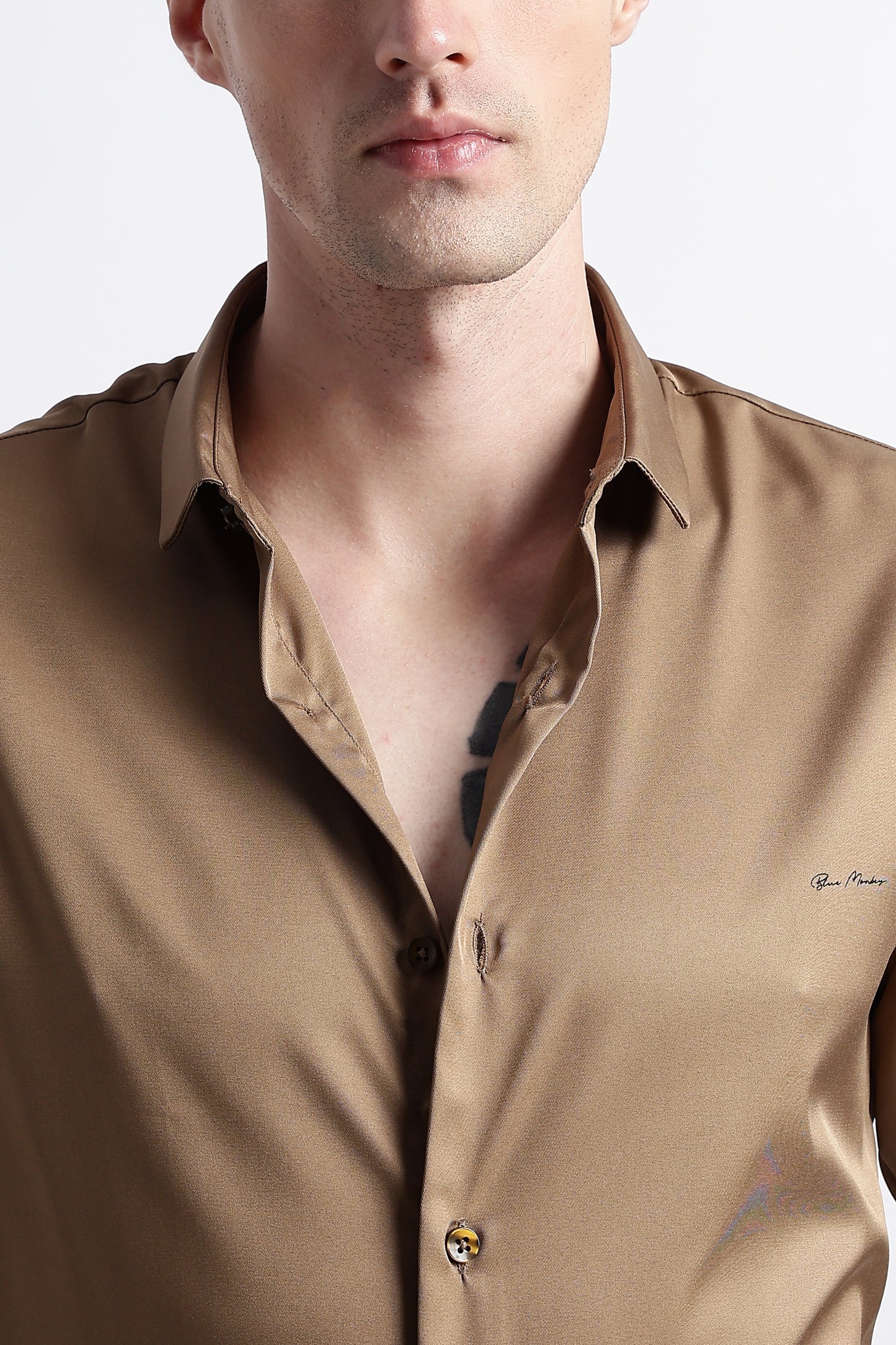 Smooth Satin Shirt Khaki