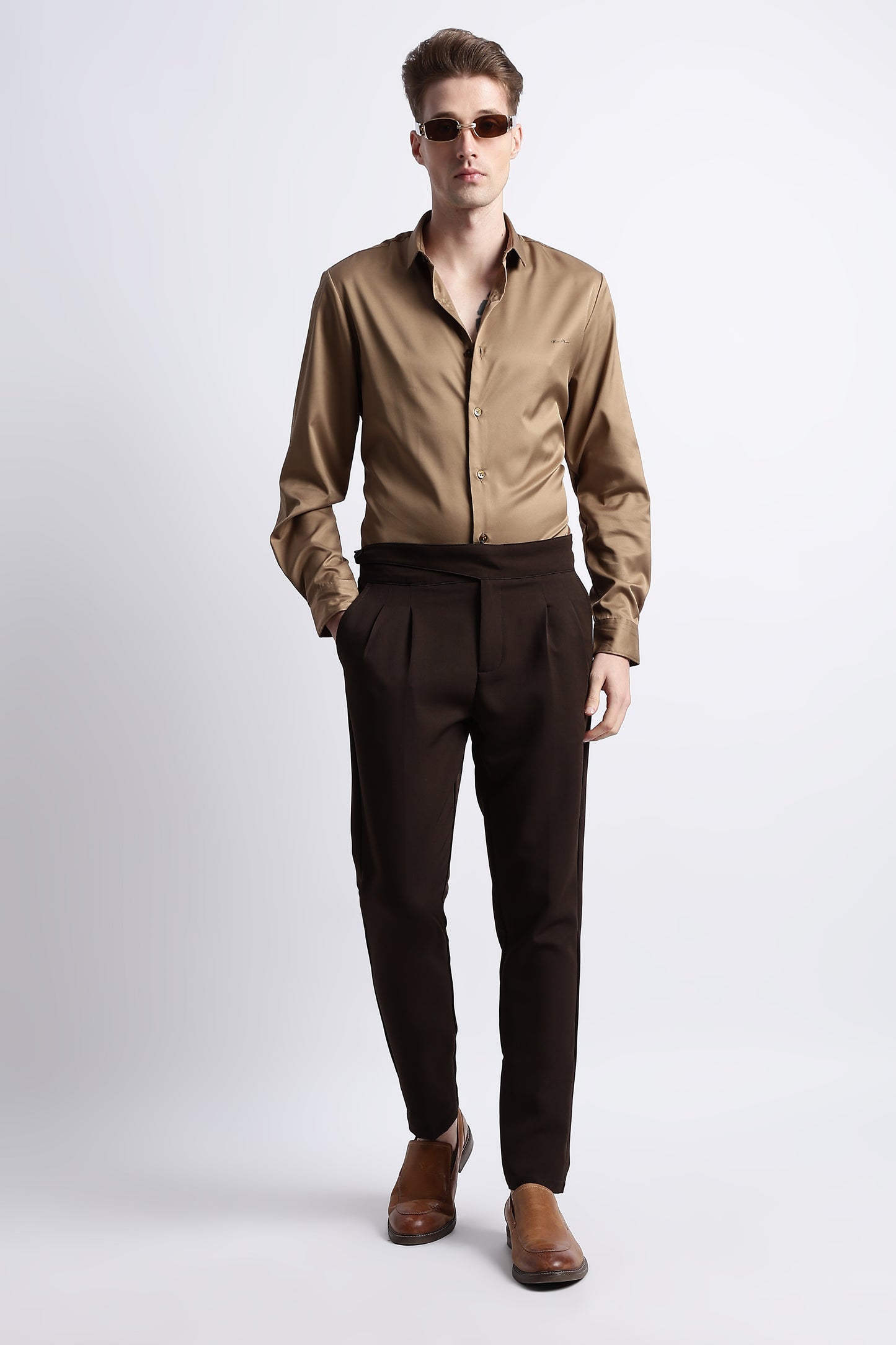 Smooth Satin Shirt Khaki