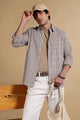 Cotton Oxford Slim Fit Mini Checks Shirt Brown