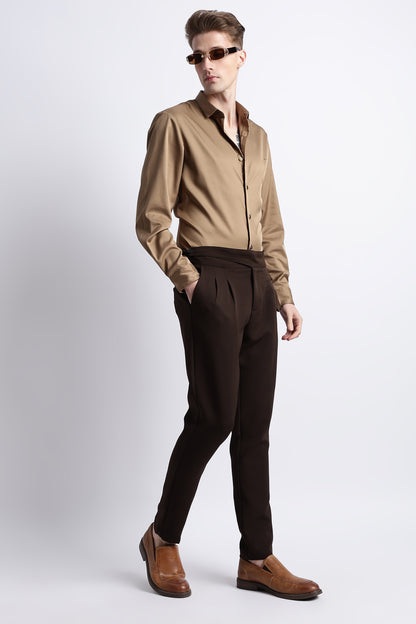 Smooth Satin Shirt Khaki