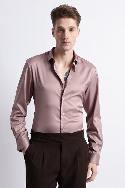 Smooth Satin Shirt Pink