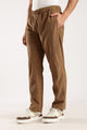 Textured Loose Fit Drawcord Trousers Brown