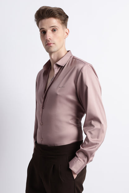 Smooth Satin Shirt Pink