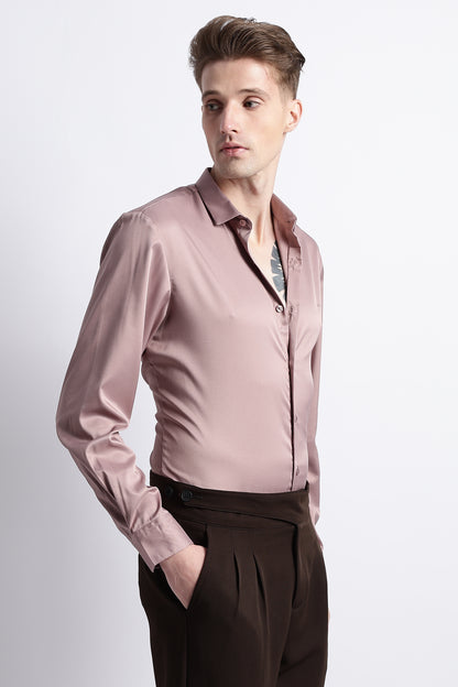 Smooth Satin Shirt Pink
