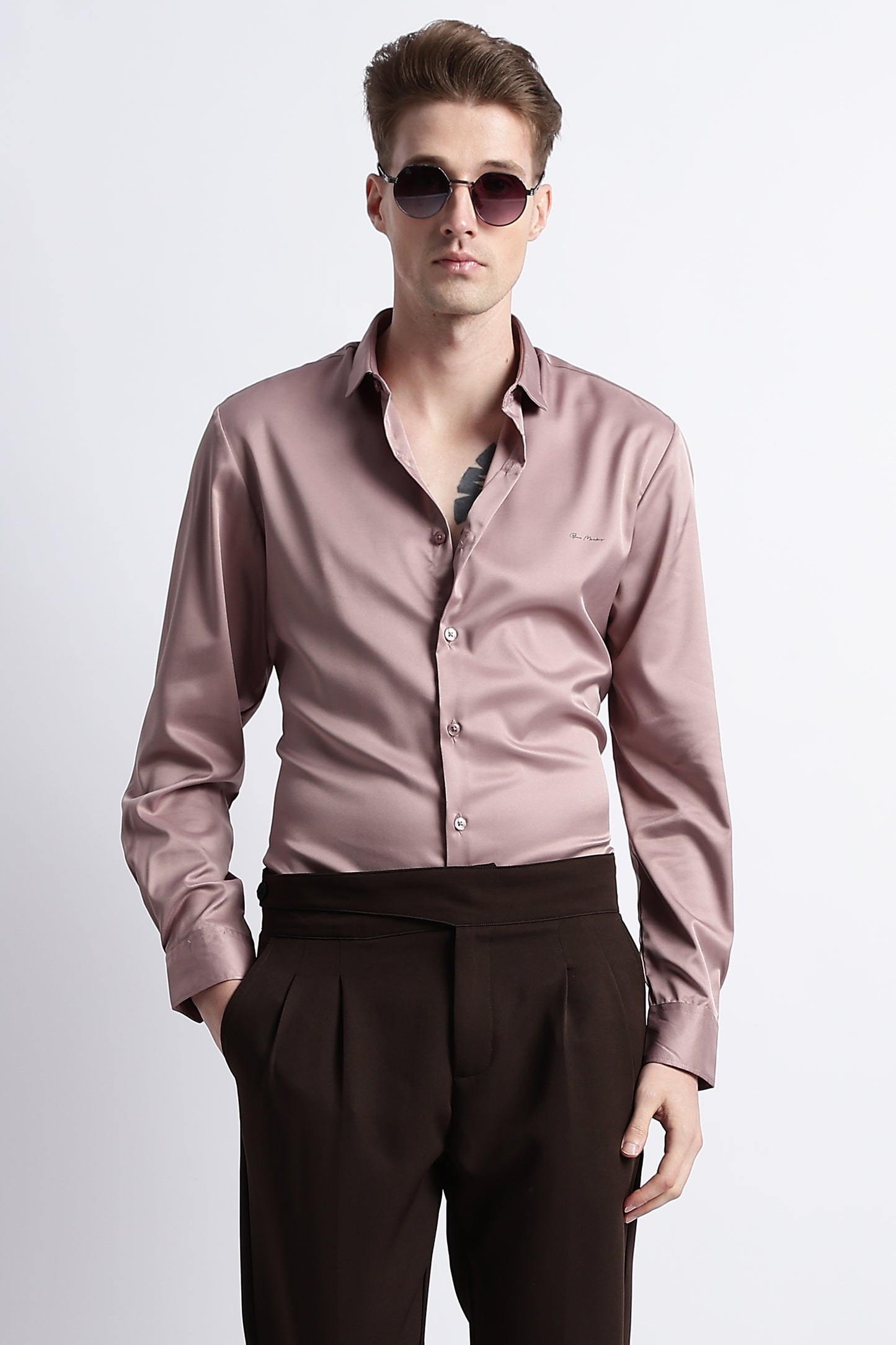 Smooth Satin Shirt Pink