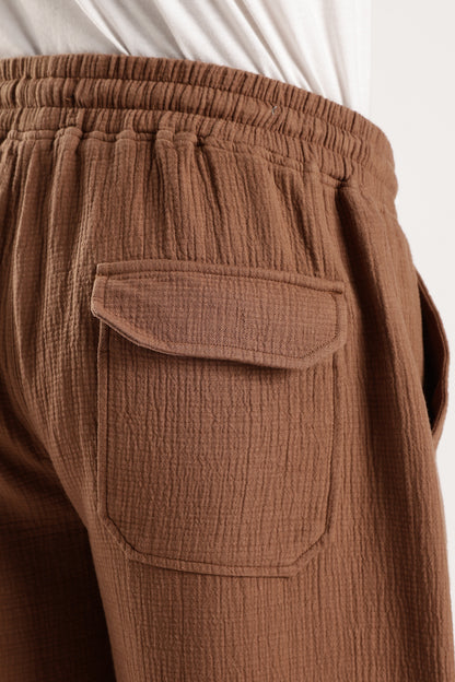 Double Cloth Drawcord Trousers Brown
