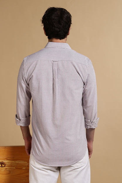 Essential Striped Shirt Maroon