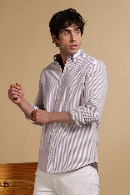 Essential Striped Shirt Maroon