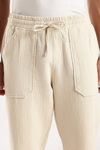 Double Cloth Drawcord Trousers Off White