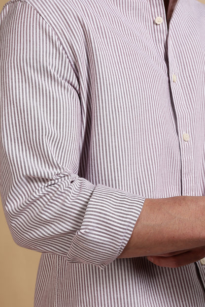 Essential Striped Shirt Maroon