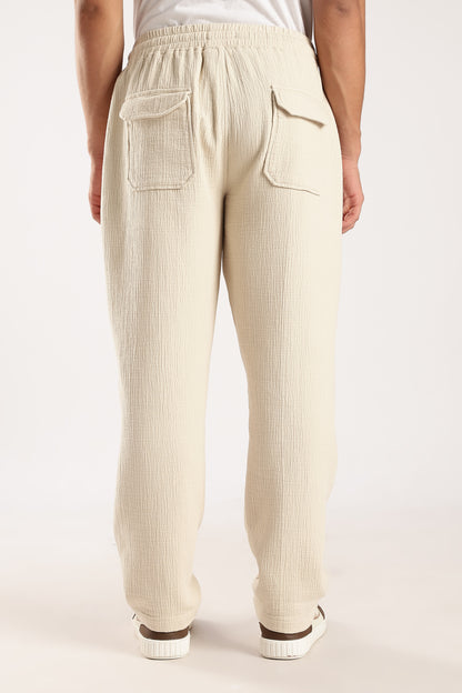 Double Cloth Drawcord Trousers Off White
