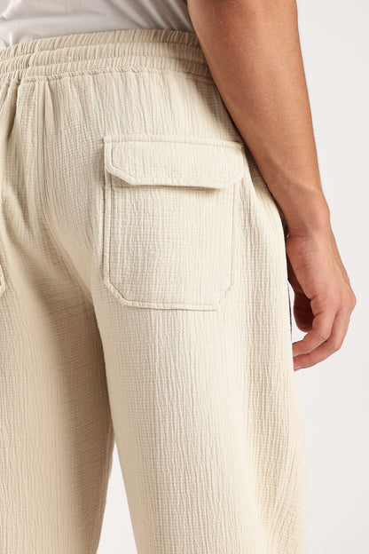 Double Cloth Drawcord Trousers Off White