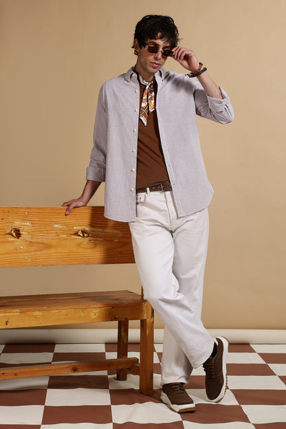 Essential Striped Shirt Maroon