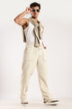 100% Cotton Double Cloth Drawcord Trousers Off White