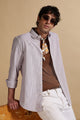 100% Cotton Oxford Slim Fit Striped Shirt Maroon