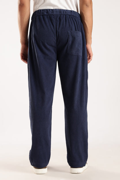 Textured Loose Fit Drawcord Trousers Royal Blue