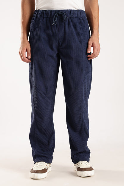 Textured Loose Fit Drawcord Trousers Royal Blue