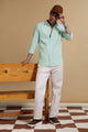 Cotton Oxford Slim Fit Mini Checks Shirt Lt Green