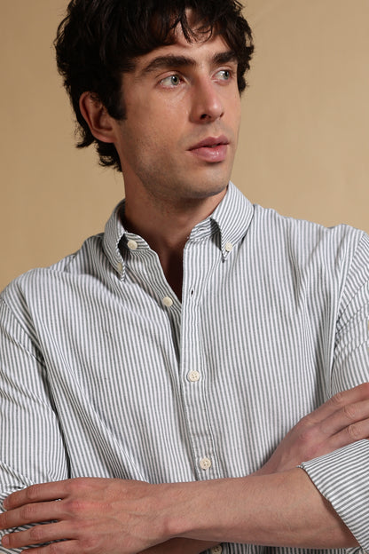 Essential Striped Shirt Green