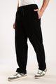 Textured Loose Fit Drawcord Trousers Black