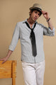 100% Cotton Oxford Slim Fit Striped Shirt Green
