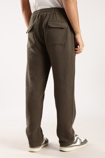 Double Cloth Drawcord Trousers Green