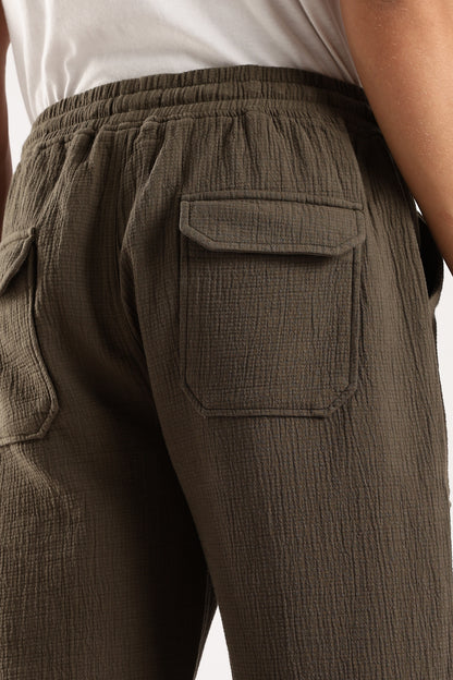 Double Cloth Drawcord Trousers Green