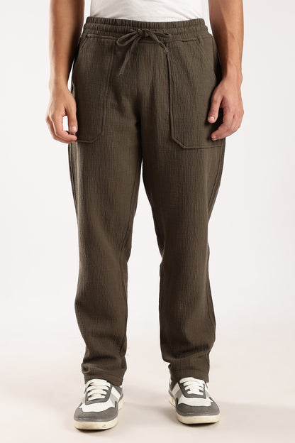 Double Cloth Drawcord Trousers Green