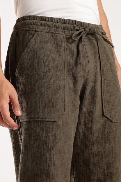 Double Cloth Drawcord Trousers Green