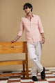 Cotton Oxford Slim Fit Mini Checks Shirt Orange