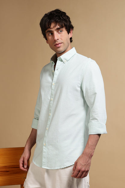 Essential Striped Shirt Lt Green