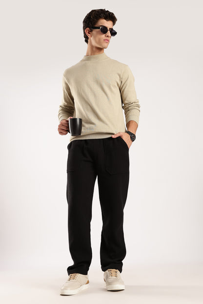 Double Cloth Drawcord Trousers Black