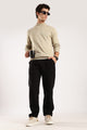 100% Cotton Double Cloth Drawcord Trousers Black