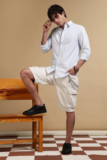 Cotton Oxford Striped Shirt Sky Blue