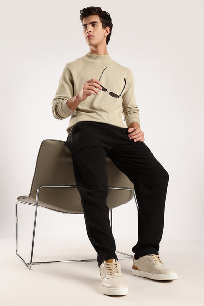 Double Cloth Drawcord Trousers Black