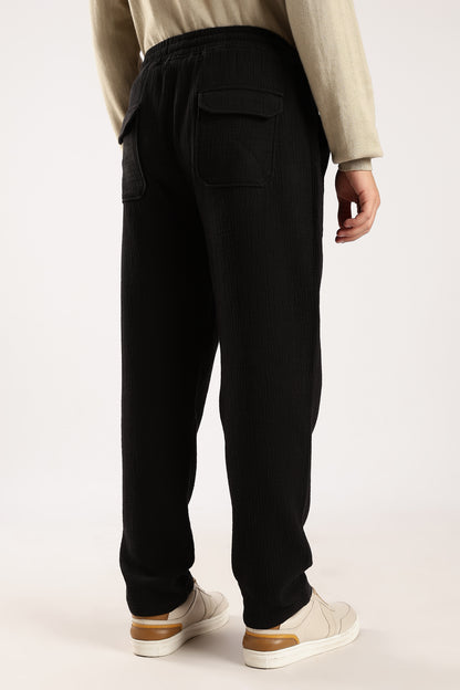 Double Cloth Drawcord Trousers Black