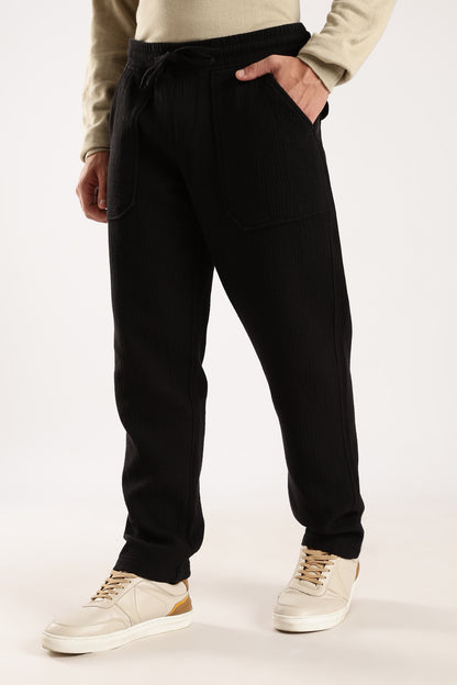 Double Cloth Drawcord Trousers Black
