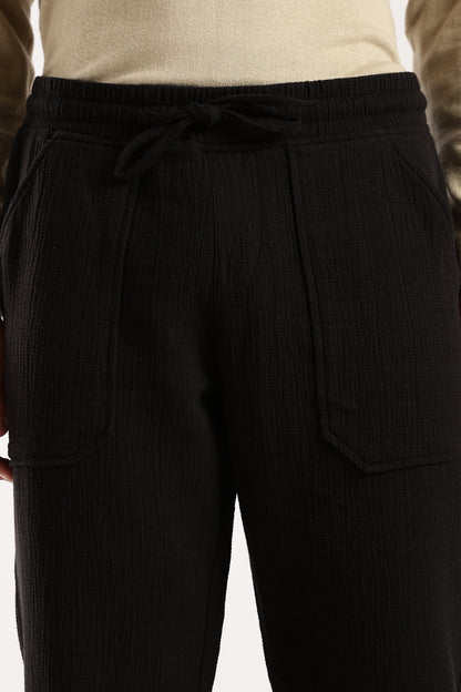 Double Cloth Drawcord Trousers Black