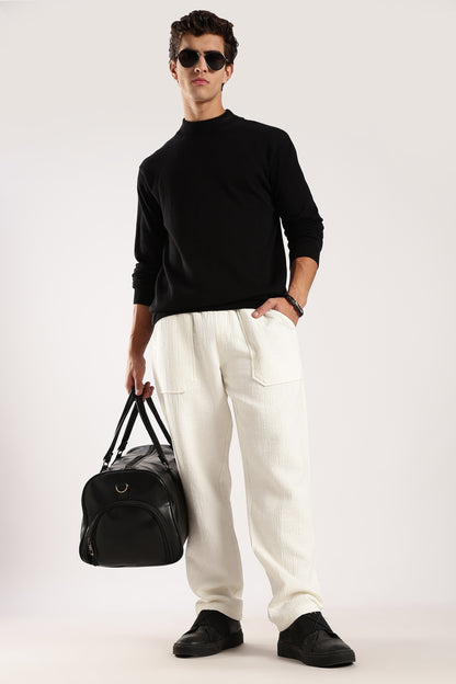 Double Cloth Drawcord Trousers White