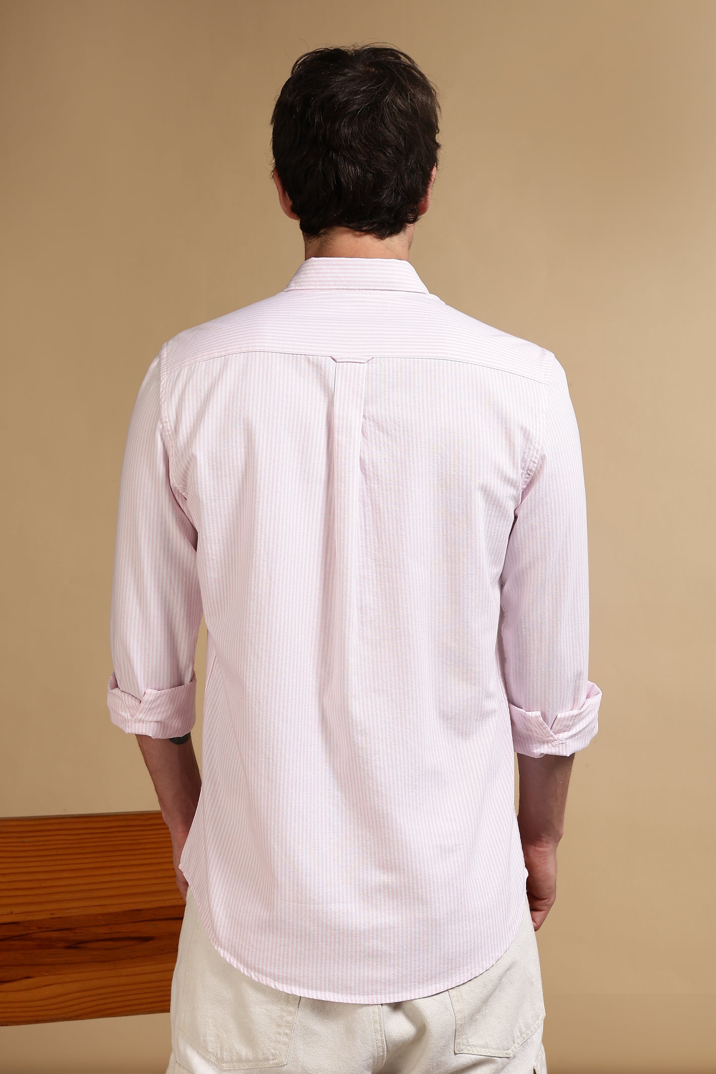 100% Cotton Oxford Slim Fit Striped Shirt Pink
