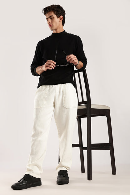 Double Cloth Drawcord Trousers White