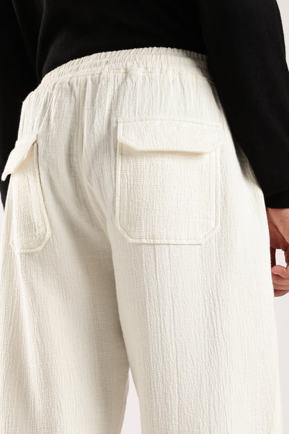 Double Cloth Drawcord Trousers White