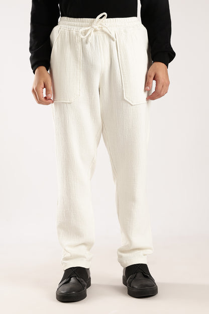 Double Cloth Drawcord Trousers White