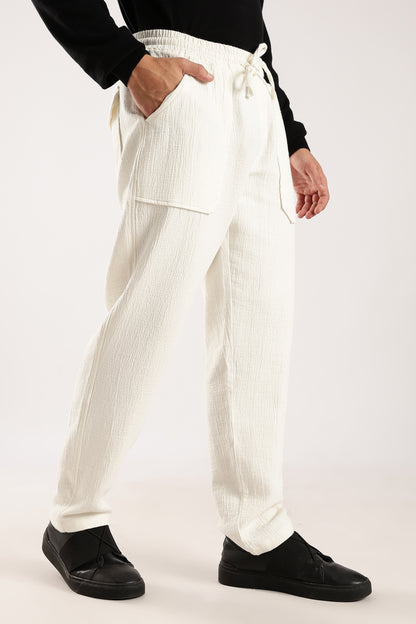 Double Cloth Drawcord Trousers White
