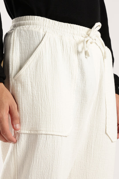 Double Cloth Drawcord Trousers White